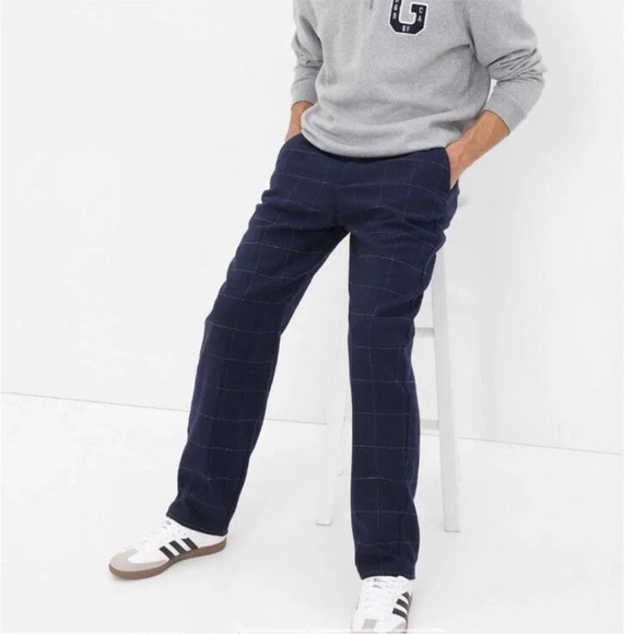 Gap Relaxed Taper Wool Blend Dress pants Men's Plaid New - Picture 2 of 10